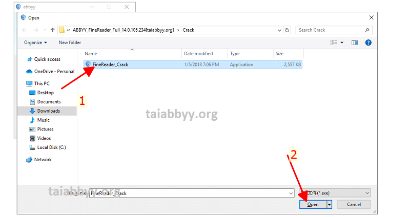 "FineReader_Crack.exe" > Open