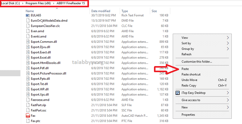 Dán tại "C:\Program Files (x86)\ABBYY FineReader 15"