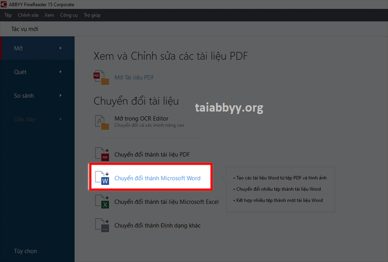 Mở phần mềm ABBYY FineReader