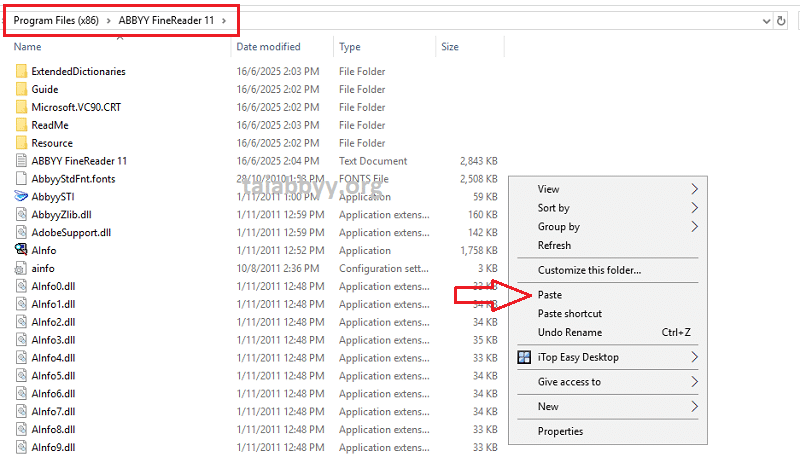 Dán vào C:\Program Files (x86)\ABBYY FineReader 11