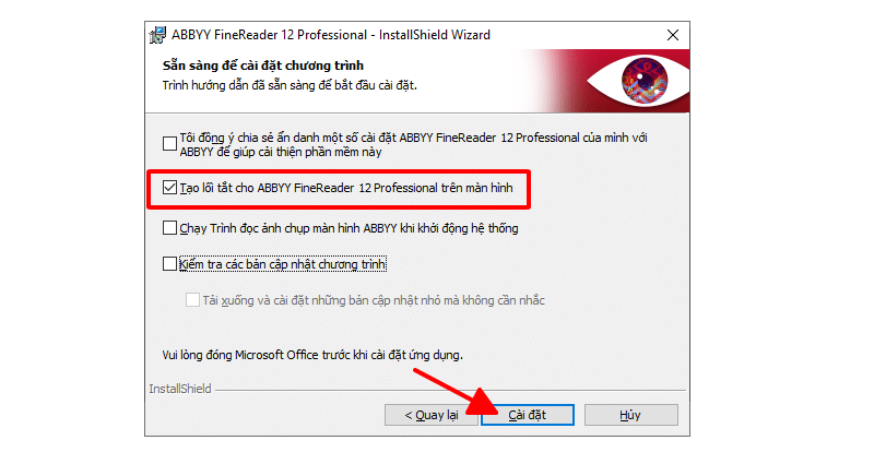 Tick vào ô thứ 2 > Cài đặt