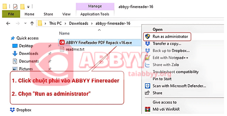 Chạy file đề bắt đầu thiết lập cài đặt