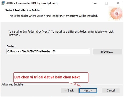 Chọn ổ đĩa lưu trữ phần mềm